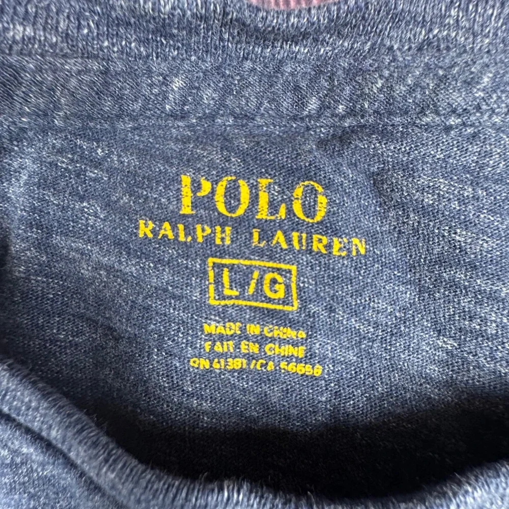 Polo Ralph Lauren T-Shirt L Blue Slub Cotton Preppy Classic Fit Short Sleeve Tee
